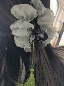 Presilha de cabelo vintage em formato de nuvem com borla verde em formato de tubarão, estilo antigo e elegante, feita em plástico ABS, adequada para todas as estações. - Multicolorido - Ver 6