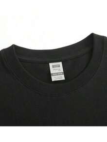 1 Piece Casual Fashion Men's And Women's Crew Neck T-Shirt With Modern Design For Spring And Summer 2026, Stylish Print Ideal For Casual Occasions, Hand-Painted Floral Design In White, White Short Sleeve Loose Fit T-Shirt Made Of Pure Cotton, Versatile And Fashionable Shirt. Versatile, Easy To Match, For Everyday Wear, Urban Style, Vacation Wear, Weekend Wear. - 黑色 - 查看 3