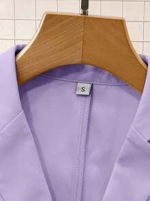Chaqueta de chaleco casual y holgada de unicolor con solapa, para la temporada de otoño - Morado - Ver 5