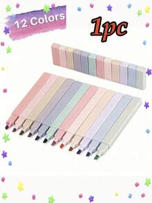 24/12/6pcs Morandi Style Square Highlighter Pens, Soft Oblique Tip Markers, Colorful Fluorescent Ink, Smudge-Resistant Quick-Drying, Suitable For Diary, Notes, Study, Office Stationery - Square - View 9