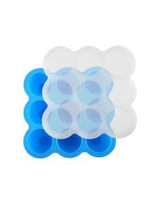 2-Tone 9-Grid Silicone Baby Food Freezer Container With Lid, 1 Ice Cube Tray - Multicolor - View 11
