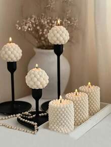 Textured Bubble Scented Candle Set, Home Decor Aromatic Candles, Candle Holder, Soy Wax Candles, Room Decoration, Holiday Decoration - Bubble Candles - View 3