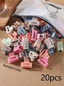 10/20/30pcs Colorful Mini Hair Clips Set | Cute Minimalist Geometric Design,2cm Bright Color Plastic Claw Clips (Random Color),Assorted Colors - Multicolor - View 6