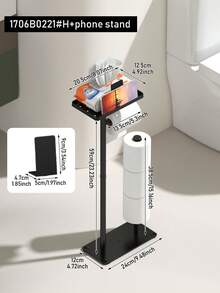 1 pieza Soporte de papel higiénico blanco/negro con soporte para teléfono y bandeja de almacenamiento, sostiene 3 rollos de repuesto, dispensador de papel higiénico independiente, accesorio de baño - Multicolor - Ver 12