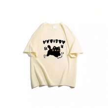 Women's Heavyweight Pure Cotton Green Short-Sleeved T-Shirt, Summer Style, Hong Kong Style, Loose Fit, Plus Size, Petite Size, American Urban Fashion Top. - 酒紅色 - 查看 4