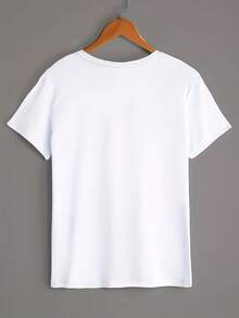 Women's Floral Print T-Shirt | Casual Crew Neck, Machine Washable, Suitable For All Seasons, With Bicycle And Basket Design - 白色 - 查看 2