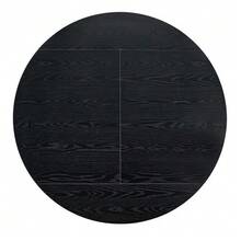 Modern Extendable Dining Table, Transforms From Round To Oval, MDF Tabletop In Black/Walnut With Gold Details, Sturdy Metal Legs, Saves Space In The Kitchen And Dining Room. - Black - View 6