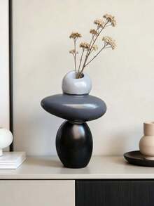 Abstrakte, gestapelte Stein-Vase, moderner Wohndekoration- für Wohnzimmer, Konsolentisch und Schlafzimmer. Stilvoller Mittelpunkt für Boho- und minimalistische Räume, perfekt für ganzjährige oder herbstliche Akzente. Verleihen Sie Ihrem Interieur künstlerischen Flair. - Verschiedenfarbig - Übersicht 8