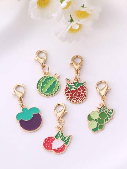 1 pieza Llavero de fruta DIY lindo, llavero de fresa o piña, decoración para teléfono móvil, colgante DIY para collar, pendientes para mujer, regalos de joyería de bolso