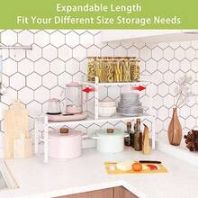 Across-Star - Estante organizador expandible para gabinete soporte apilable para mostrador de cocina estante de despensa de altura ajustable estante para especias blanco paquete de 2   39586756 - Blancopaquete de 2 - Ver 5
