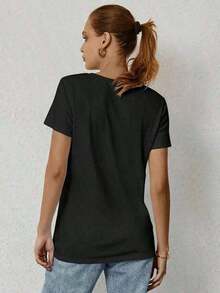 Vintage Leopard Print Graphic T-Shirt For Real Estate Agents, Investors, And Brokers - Crew Neck Short Sleeve T-Shirt - Cute Graphic Tees For Women,  Summer Clothes For Women - 黑色 - 查看 2