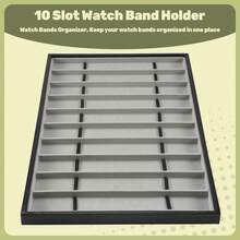 10 Slot Watch Band Holder, Watch Strap Case With Clear Lid, Watch Bands Organizer, Stackable Tray For Watch Bands A - Multicolor - View 4