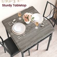 Dining Table & Chair Sets - Grey+ Cushioned Seat - View 7