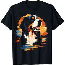 1 All Seasons Bernese Mountain Dog Print T-Shirt, Pure Cotton, Single Side Print, Round Neck, Short Sleeve, Unisex, Base Layer, 180g, 100% Cotton. - 顏色 3 - 查看 6