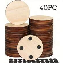 40 đế lót ly bằng gỗ chống trượt, hình vuông và tròn 4 inch, thích hợp cho các hoạt động thủ công DIY, nhuộm, vẽ, chạm khắc hoặc đốt, lý tưởng cho trang trí nhà cửa, quà tặng sinh nhật, ngày lễ, Giáng sinh, Lễ Tạ ơn. - Gỗ - Xem 10