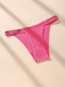 6 Stück Mehrfarbige Kristall LOVE Taillenbund Baumwoll-Slips, sexy minimalistisch bequeme Damen Unterwäsche - Verschiedenfarbig - Übersicht 4