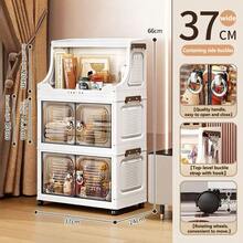 No-Assembly Storage Cabinet Multi-Layer Organizer Home Baby Kids Folding Wardrobe Plastic Portable Container Bedroom Kitchen Closet Shelves Stackable Design - Transparent - View 19