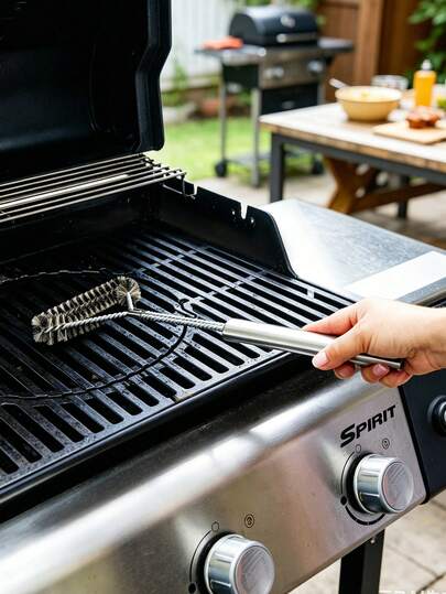 Cepillo de limpieza para BBQ, cepillo de alambre de acero para parrilla, rejilla de barbacoa, herramientas de cocción al aire libre para el hogar