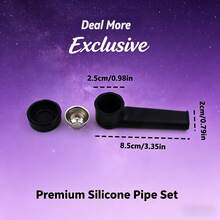 Black Silicone Pipe, Portable Unbreakable Mini Hand Pipe With Removable Lid & Stainless Steel Screen Bowl, Easy To Clean Travel  Accessory, Portable Soft Silicone Capped Black Straw Set, Suitable For Beginners - C - View 4