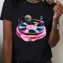 Printed T-Shirt For Men And Women - 黑色 - 查看 1