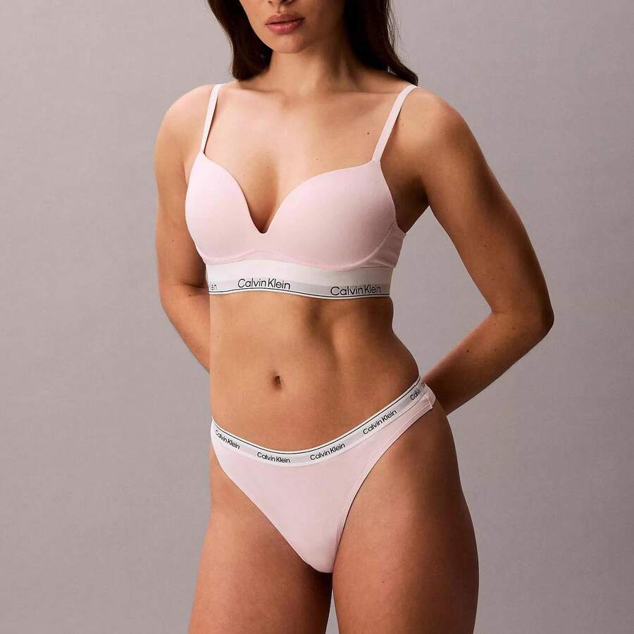Calvin Klein Calvinklein Icon Logo Thong Underwear Women Panties QD5043 Thongs For Women Underwear - 粉紅搖籃 - 查看 1