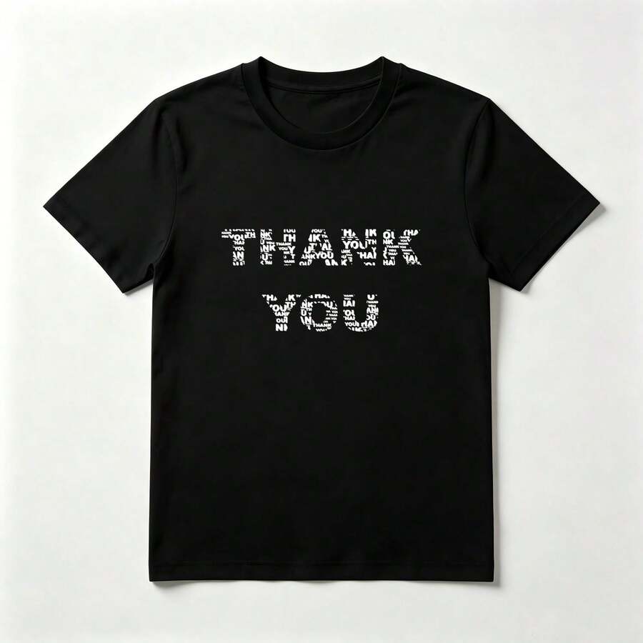 Letras Textuales Playera de Algodón Negro Moderna Minimalista - Negro - Ver 1