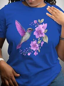 Camiseta con diseño de colibrí, ideal para paseos de verano, vacaciones, observación de aves y como regalo para amantes del aire libre - Azul - Ver 7