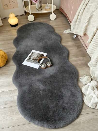 1 tấm thảm trang trí trong nhà hình lượn sóng bằng lông thỏ giả, mềm mại, bông xốp, dễ vệ sinh, ấm áp và dễ thương, thích hợp cho phòng ngủ, phòng khách, ghế sofa, bàn cà phê, phòng thay đồ, phòng tatami, v.v.