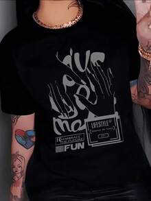 Motivational Messages About The Future And Fun With Modern Lettering That Inspire Confidence And A Positive Attitude. Comfortable Casual Women's T-Shirt For Everyday Wear. - Black - View 8