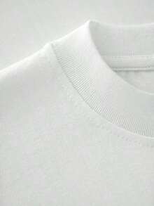 Camiseta Casual Negra de Manga Corta para Mujer con Diseño de Corazón de Lentejuelas, Cuello Redondo, Corte Regular, Top de Poliéster - Blanco - Ver 7