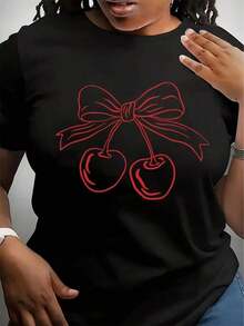 Suave, transpirable y ligera para comodidad durante todo el día. Camiseta Vintage Cherry, Camiseta Cherry Coquette Bow, Regalo para amantes de las cerezas, Camiseta linda de cerezas, Regalo Cottagecore, Camiseta de jardinería. Cuello redondo clásico con un corte relajado que favorece todas las formas del cuerpo y es fácil de combinar con jeans, pantalones cortos y leggings. - Negro - Ver 10