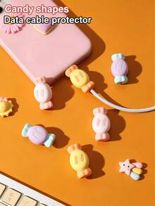 2pcs Candy Shaped Data Cable Protector, Silicone Anti-Breaking Storage Sleeve - Multicolor - View 2