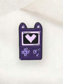 Retro Pixel Heart Game Console Brooch With Moon Buttons - Purple - View 5