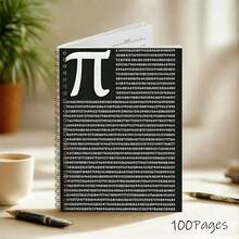1pc A5 Pi Spiral Notebook - College Ruled Journal With Math Pi Symbol Design, High Quality Paper, Portable For Note Taking, Learning And Creative Writing - Ideal For Students And Professionals, Math Notebook, Creative Writing Tool, Unique Cover Design, Spiral Bound - Mathematics Cover - View 1