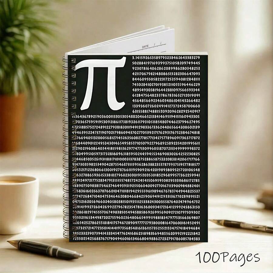 1pc A5 Pi Spiral Notebook - College Ruled Journal With Math Pi Symbol Design, High Quality Paper, Portable For Note Taking, Learning And Creative Writing - Ideal For Students And Professionals, Math Notebook, Creative Writing Tool, Unique Cover Design, Spiral Bound - Mathematics Cover - View 1