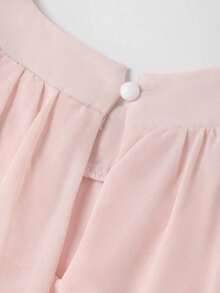 Conjunto de blusa sin mangas con nudo delantero y falda con volantes y dobladillo en capas, conjunto de verano casual de resort, set en color rosa - Rosa Pálido - Ver 7