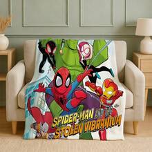 1pc S-Pider-Man Print Blanket,Retro Cartoon Style Throw Blanket,Cartoon Character Printed Blanket,All-Season Universal Nap Blanket,Character Home Decor Blanket,Modern Fashion Gift Suitable For Home Bedroom Bed Sofa Office Lunch Break Cover Picnic Blanket - Nhiều màu - Xem 4