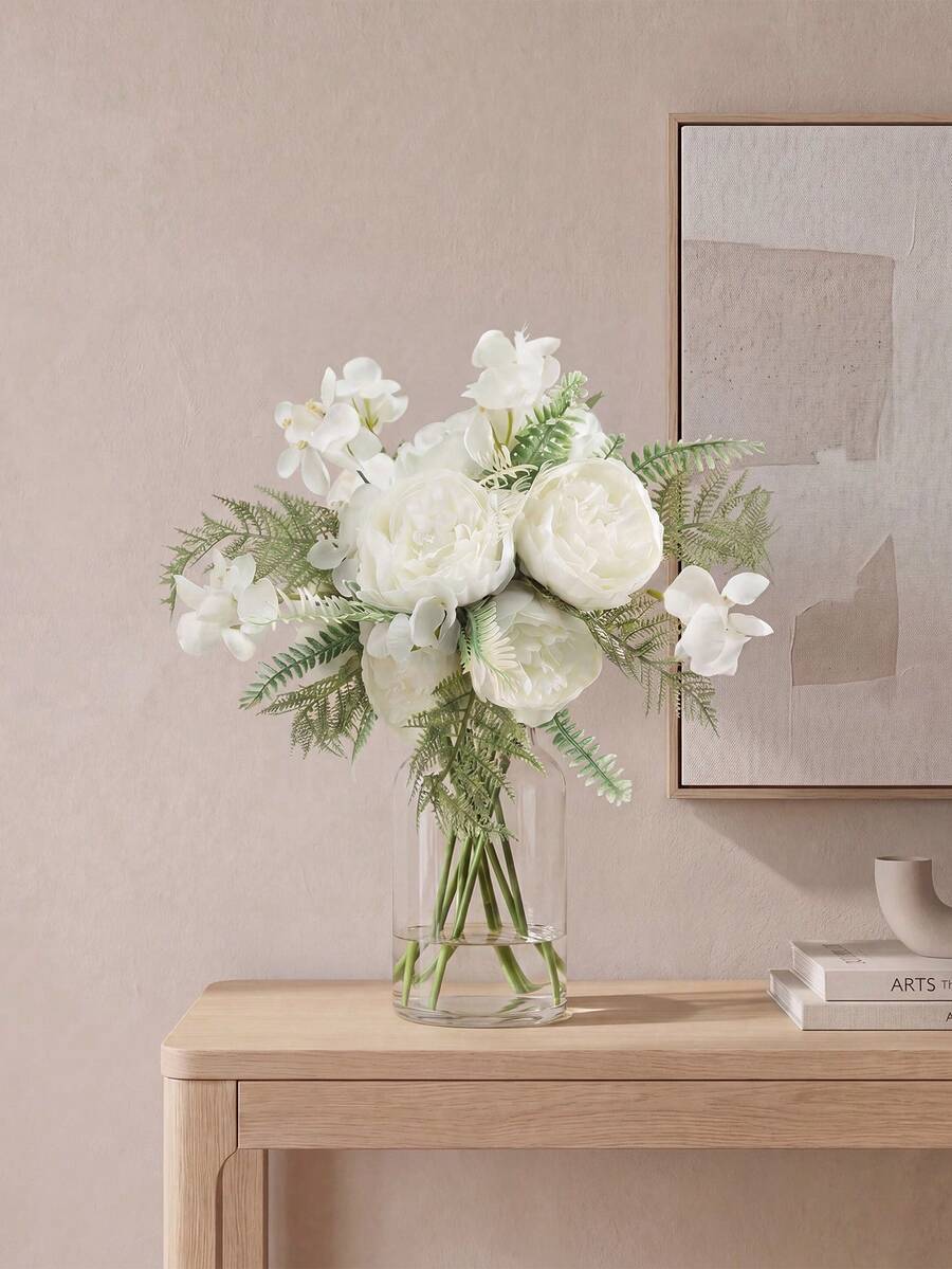 4pcs Lemon Branches, Suitable For Spring Decor, Window Display, Living Room, Bedroom, Bathroom, Kitchen, Wedding, Holiday, Indoor Tabletop Decoration - Waterweed Peony - 4pcs - View 1