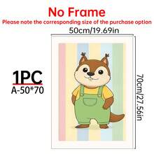 1/3件套帆布墙画海报，适用于房间家居装饰，美观实用，可选画框，可用于房间装饰、卧室装饰、婴儿房装饰、客厅装饰、办公室装饰等。可爱动物主题儿童房墙画三件套，适合婴儿房装饰、儿童卧室墙画，北欧风格儿童房艺术画。 - 彩色 - 查看 31