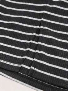 2 piezas Conjunto de falda casual de mujer a rayas y de unicolor, Conjunto a juego, Falda, Faldas para mujer, Falda a rayas, Casual - Gris - Ver 7