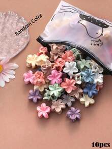 10/20/30pcs Morandi Plumeria Hair Claw, Small Flower Ponytail Clip, Vintage Color, Suitable For Daily, Stage, Outdoor Use, With Storage Bag - Multicolor - View 9