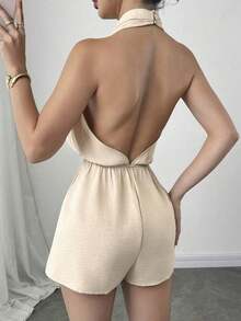 elegante, romántico y de moda para mujer con cuello halter, adecuado para ir a trabajar, con un estilo sexy y elegante, apropiado para fiestas, vacaciones, vuelta al colegio, citas románticas, bodas y cumpleaños - Marrón - Ver 2