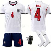Conjunto de equipo de fútbol con jersey blanco de local de Inglaterra número 10 Bellingham, número 7 Saka, número 9 Kane y pantalones azules - Calcetines sin talla - Ver 11