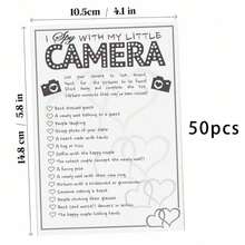 Tarjetas de recuerdo del juego de desafío de selfie "Yo veo con mi pequeña cámara" en blanco y negro para invitados a la boda - Juego del reto de selfies - Ver 9