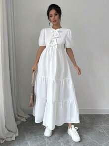Women Midi Dresses - White - View 4