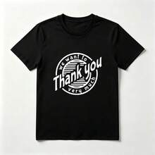 Letras Circulares Playera de Algodón Negro Estilo Retro Minimalista - Negro - Ver 1