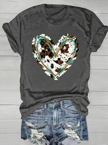 Camiseta Estampada de Moda para Mujer de Tallas Grandes, Cuello Redondo, Estilo Casual, Ligera y Transpirable, Adecuada para Primavera y Verano - Básica y Versátil - Negro - Ver 8