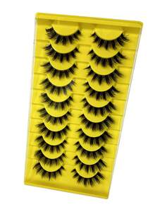 10 Pairs Russian Transparent Stem False Eyelashes, D-Curl Voluminous, Suitable For Daily And Party Makeup, Long-Lasting Natural Look - Black - View 4