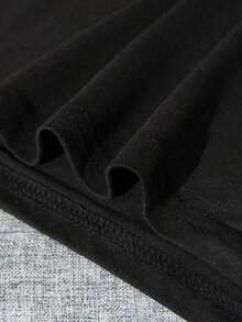 Men's Summer T-Shirt With Dropped Shoulders And Solid Color - 黑色 - 查看 5
