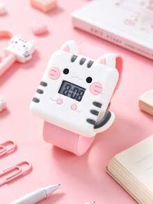 2Pcs/Set Cute Rabbit Analog & Cat Digital Watch Set For Kids, No Box, Perfect For Back To School, Children's Day, Vacation & Daily Holiday Wear - Multicolor - View 3
